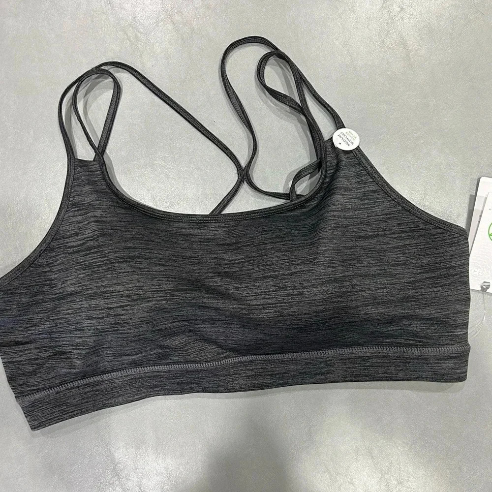 Gaiam Women's Small Shine Wire-Free Medium Impact Yoga Sports Bra Grey NWT Strap